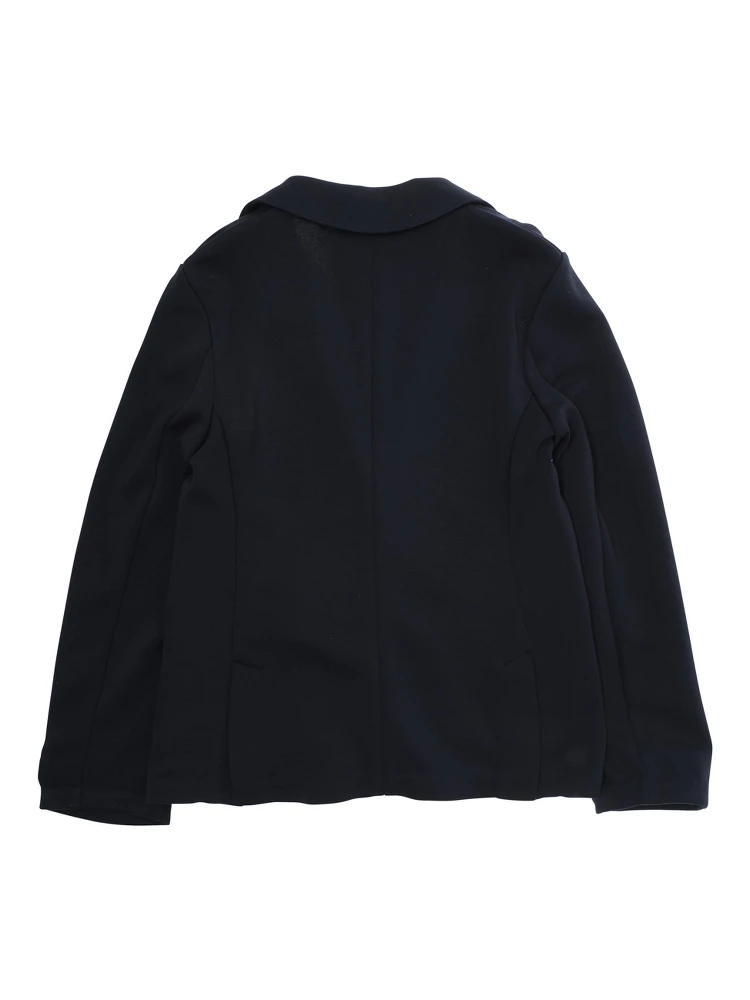 Blue Single-Breasted Jacket with Notched Revers and Logo Patch on the Sleeve in Modal Stretch Boy alternative