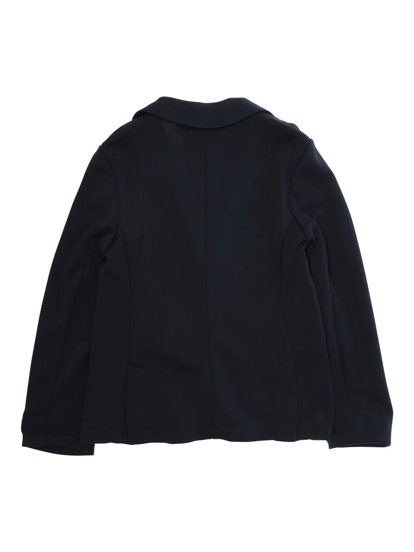 Blue Single-Breasted Jacket with Notched Revers and Logo Patch on the Sleeve in Modal Stretch Boy