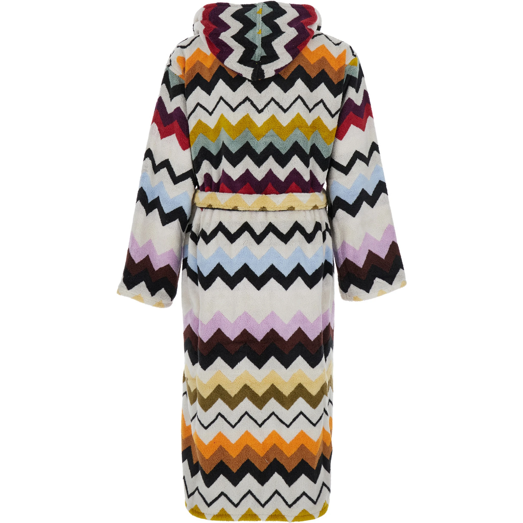 Murrina Multicolor Bathrobe with Hood and All-Over ZIgZag Motif in Cotton Home