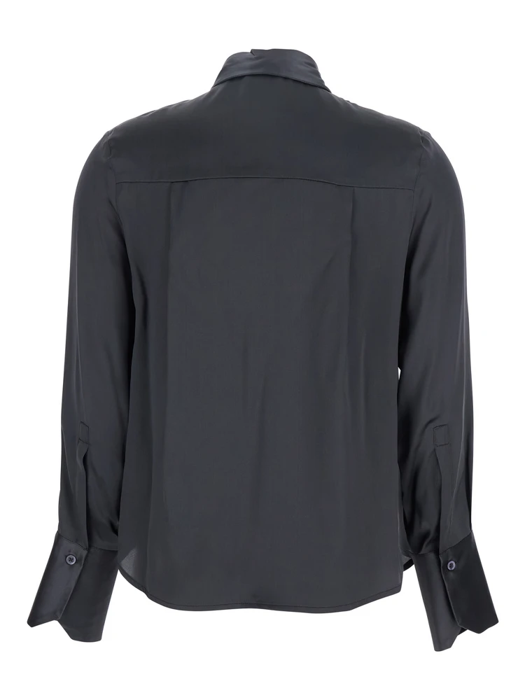 Grey Shirt with Classic Collar in Silk Woman alternative