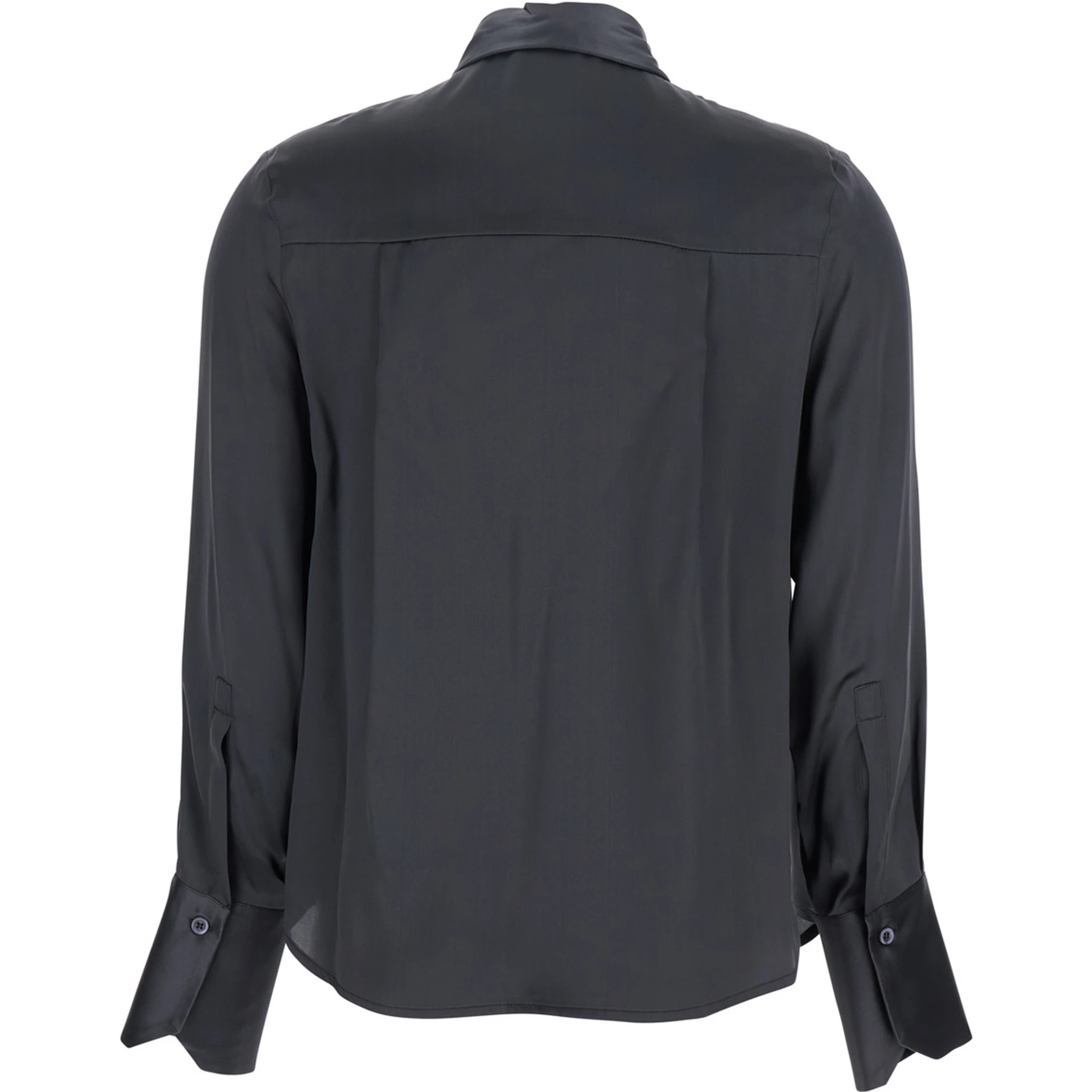 Grey Shirt with Classic Collar in Silk Woman