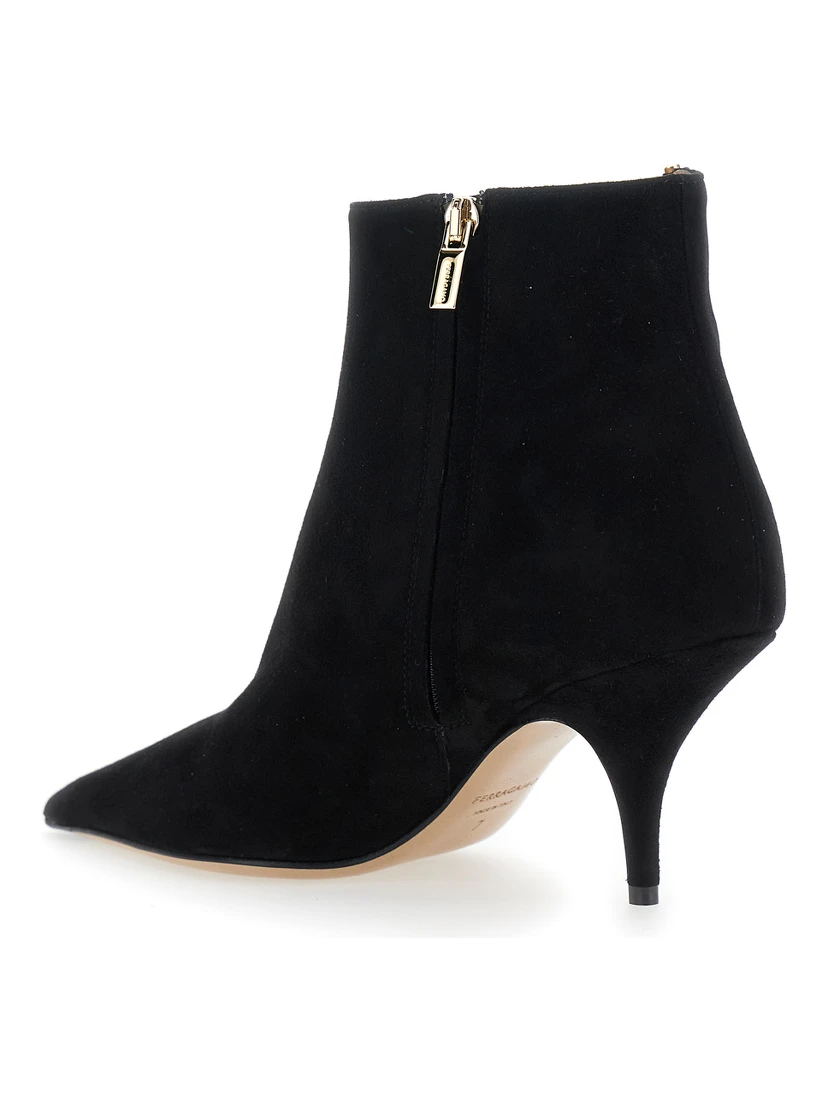 Agia Black Ankle Boots with Cut-Out Detail and Stiletto Heel in Suede Woman