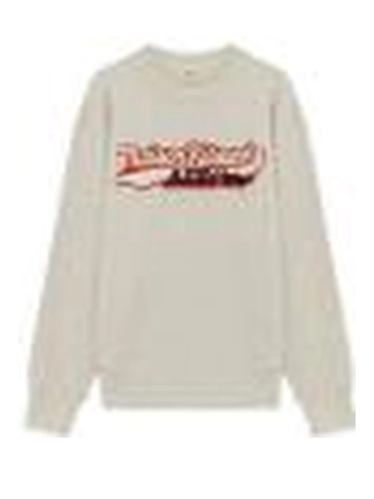 Grey Crewneck Sweatshirt with Print on the Front and Ribbed Trims in Cotton Man