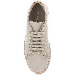 Clean 90 Grey Low Top Sneakers with Logo Embroidery on the Side in Leather Woman