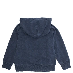 Blue Hoodie with Drawstring Hood and Logo Lettering on the Front in Cotton Boy