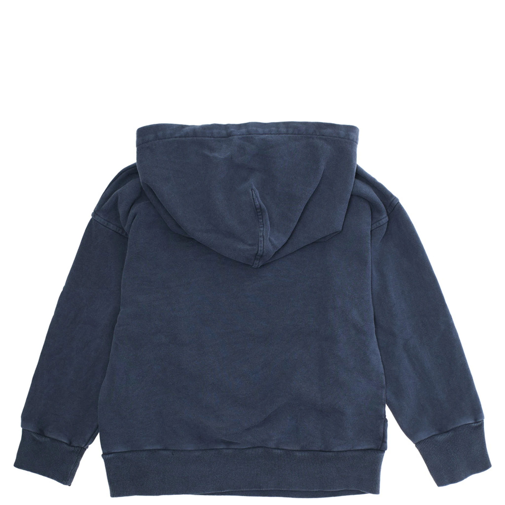 Blue Hoodie with Drawstring Hood and Logo Lettering on the Front in Cotton Boy