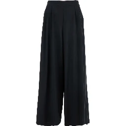 Black Pants with Semi-Elastic Waist and Oversize Design in Fabric Woman