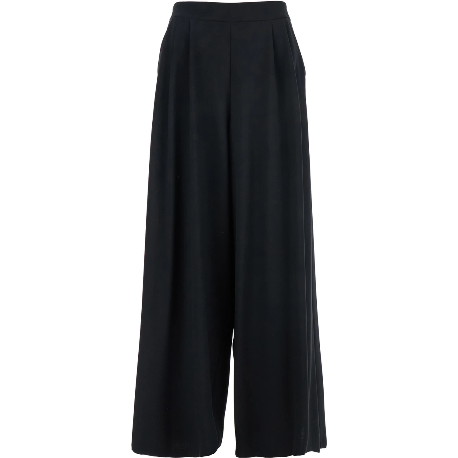 Black Pants with Semi-Elastic Waist and Oversize Design in Fabric Woman