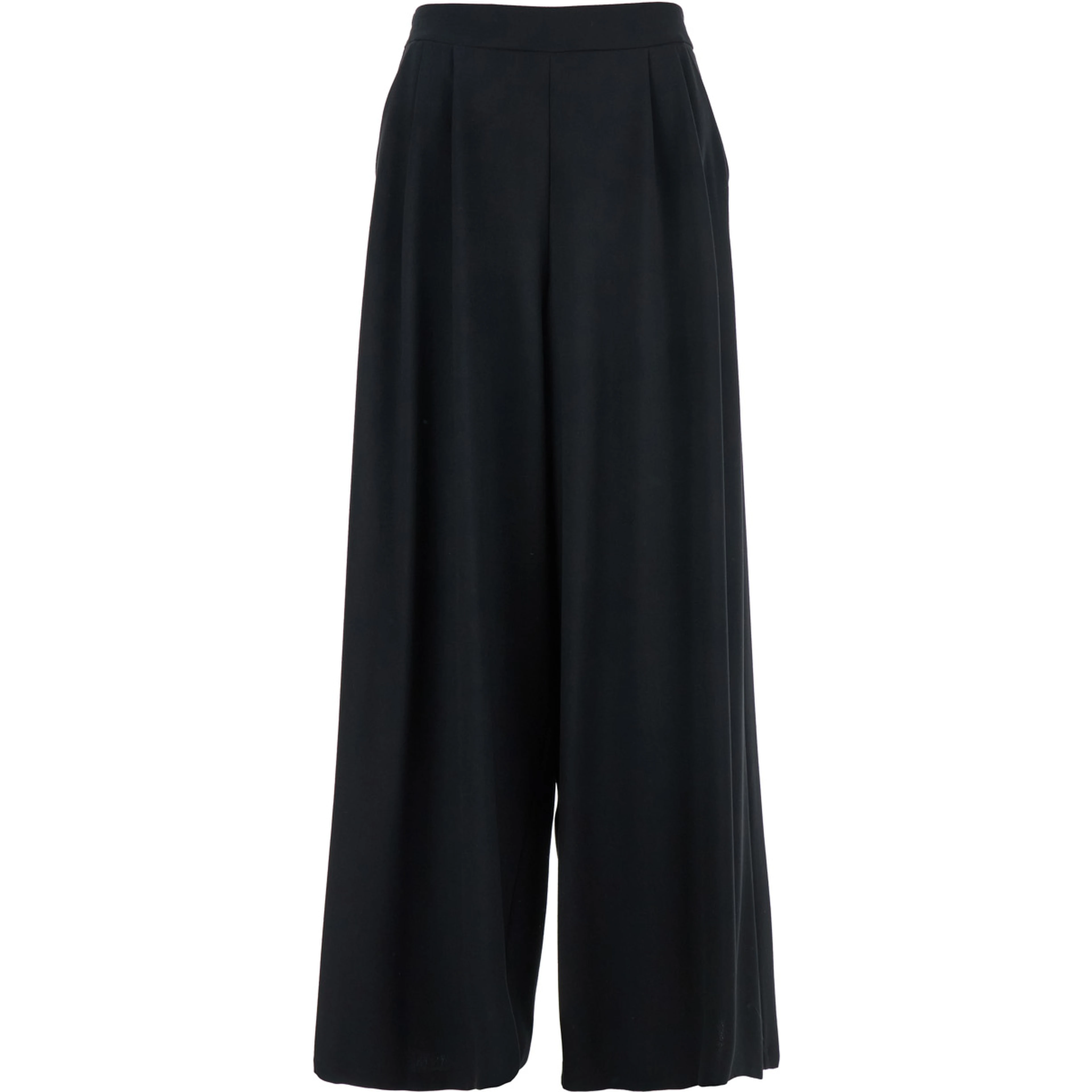 Black Pants with Semi-Elastic Waist and Oversize Design in Fabric Woman