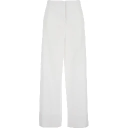 White Pants with Two Rear Patch Pockets in Cotton Woman