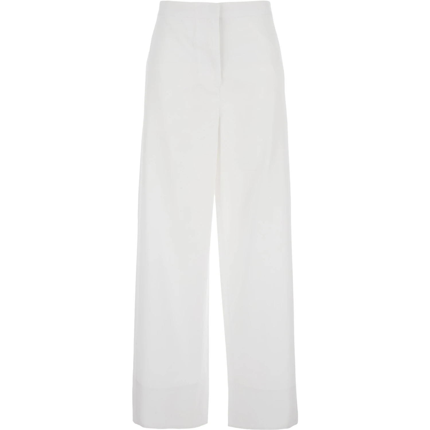 White Pants with Two Rear Patch Pockets in Cotton Woman