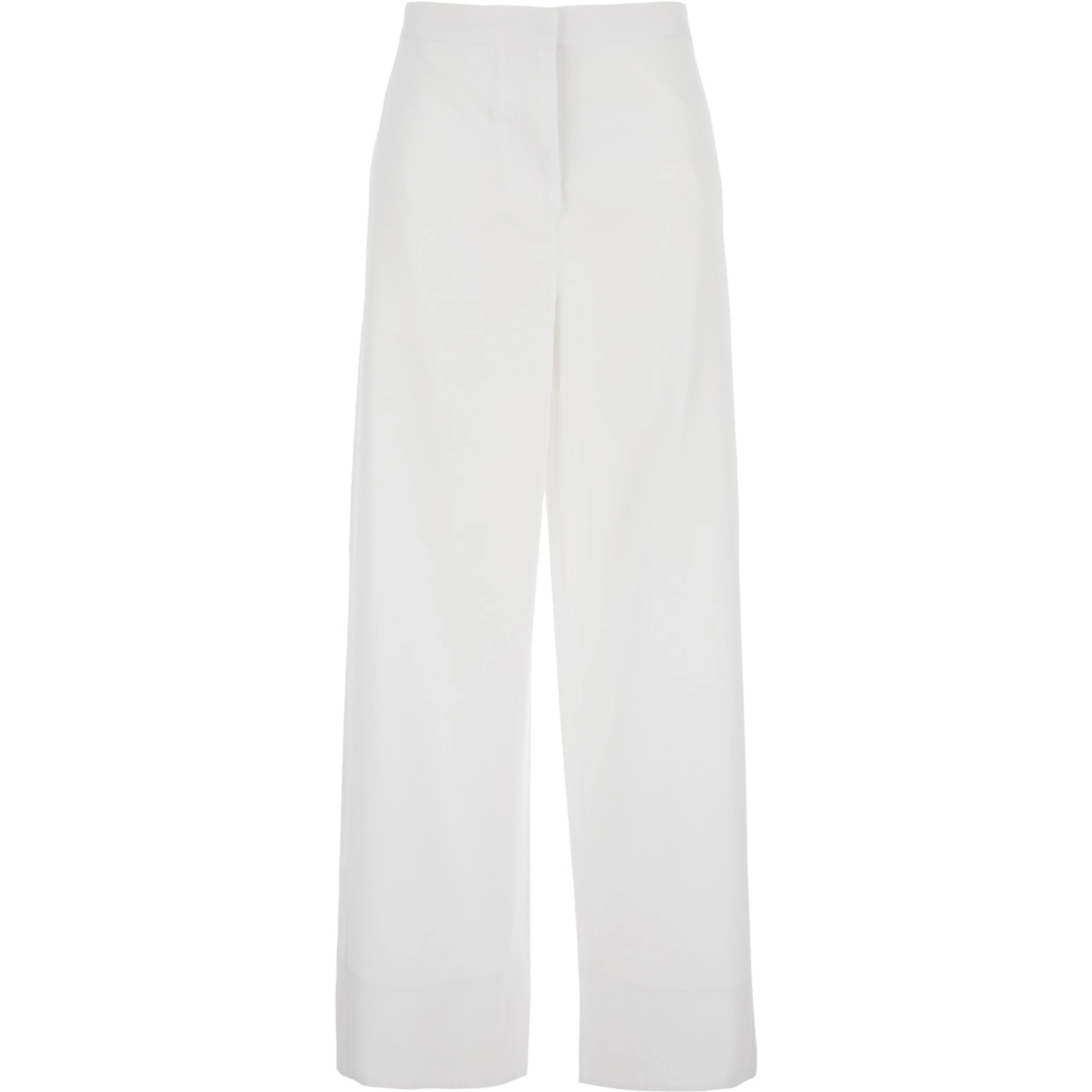 White Pants with Two Rear Patch Pockets in Cotton Woman