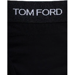 Black Briefs with Logged Waistband in Cotton Stretch Man