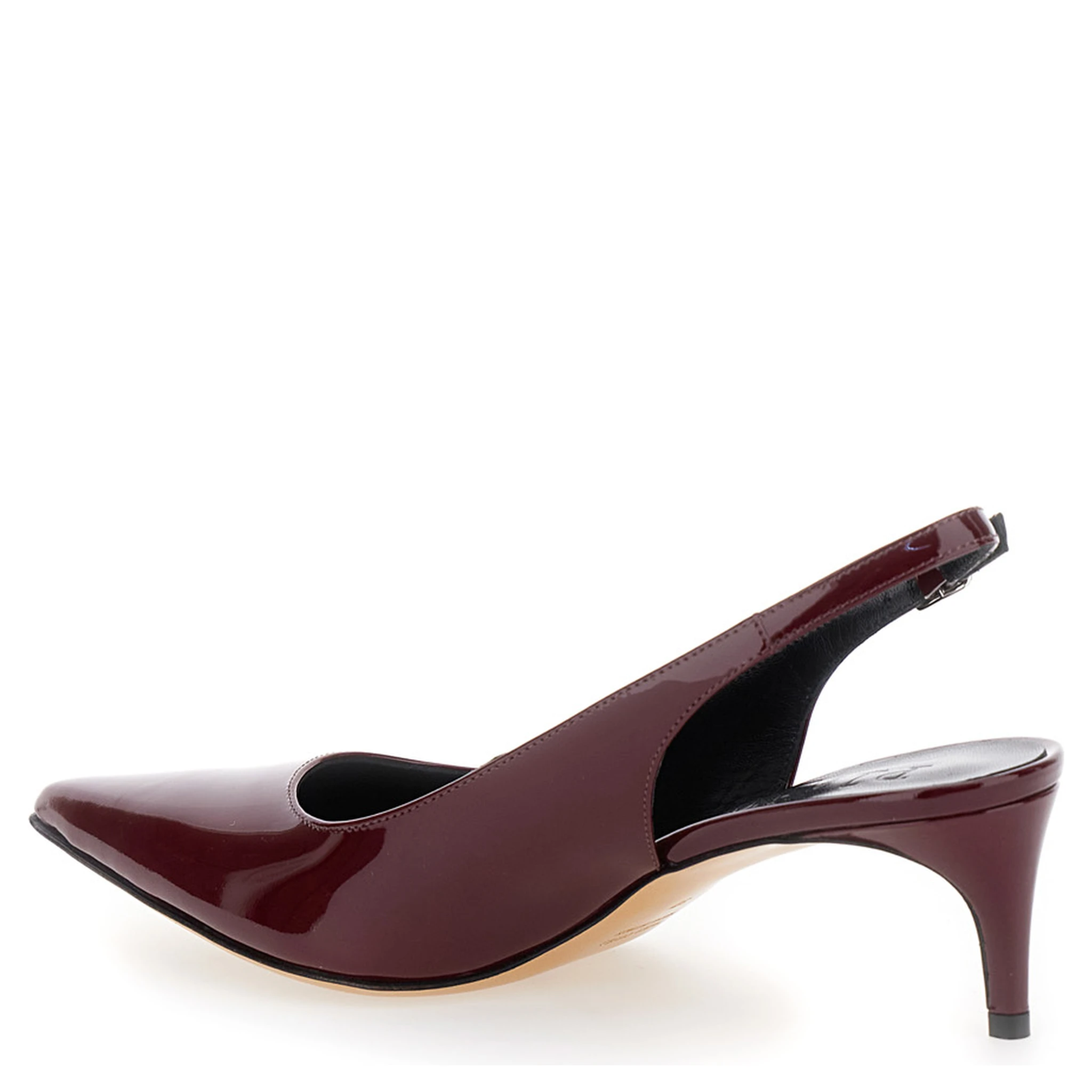 Luisa Bordeaux Slingback Pumps with Low Heel in Patent Leather Woman