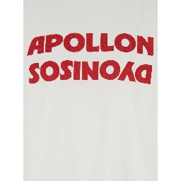 White Crewneck T-Shirt with Print on the Front in Cotton Man