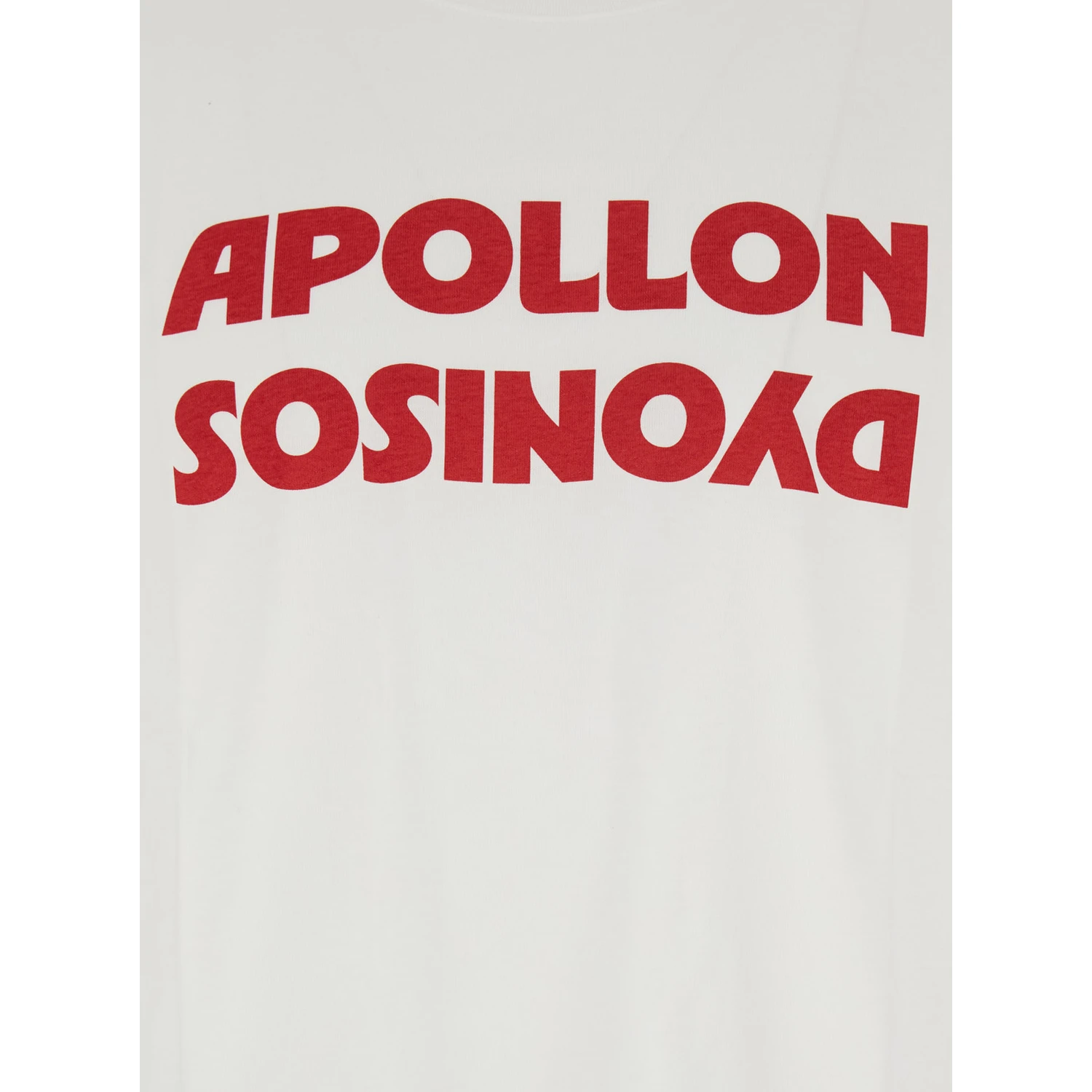 White Crewneck T-Shirt with Print on the Front in Cotton Man
