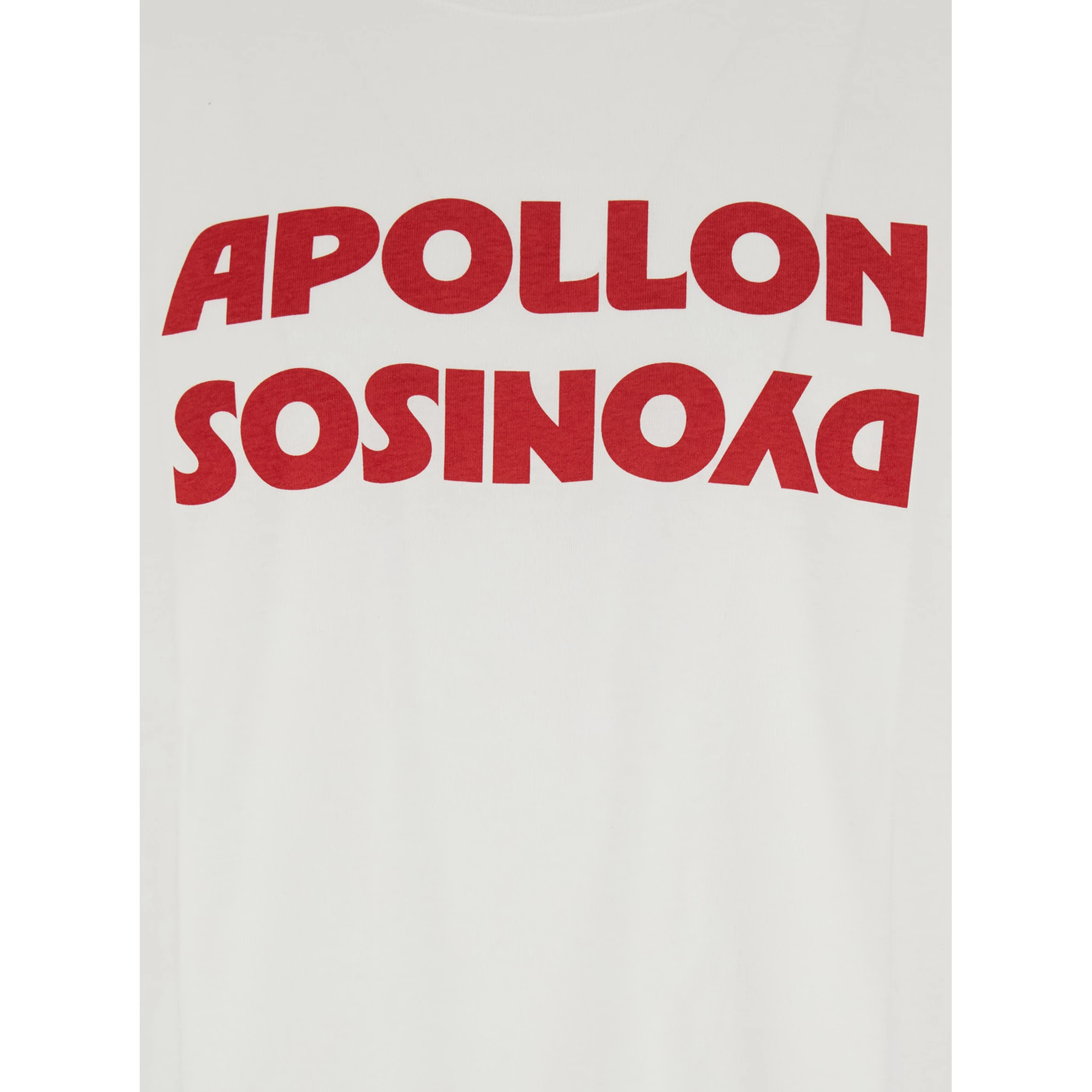 White Crewneck T-Shirt with Print on the Front in Cotton Man