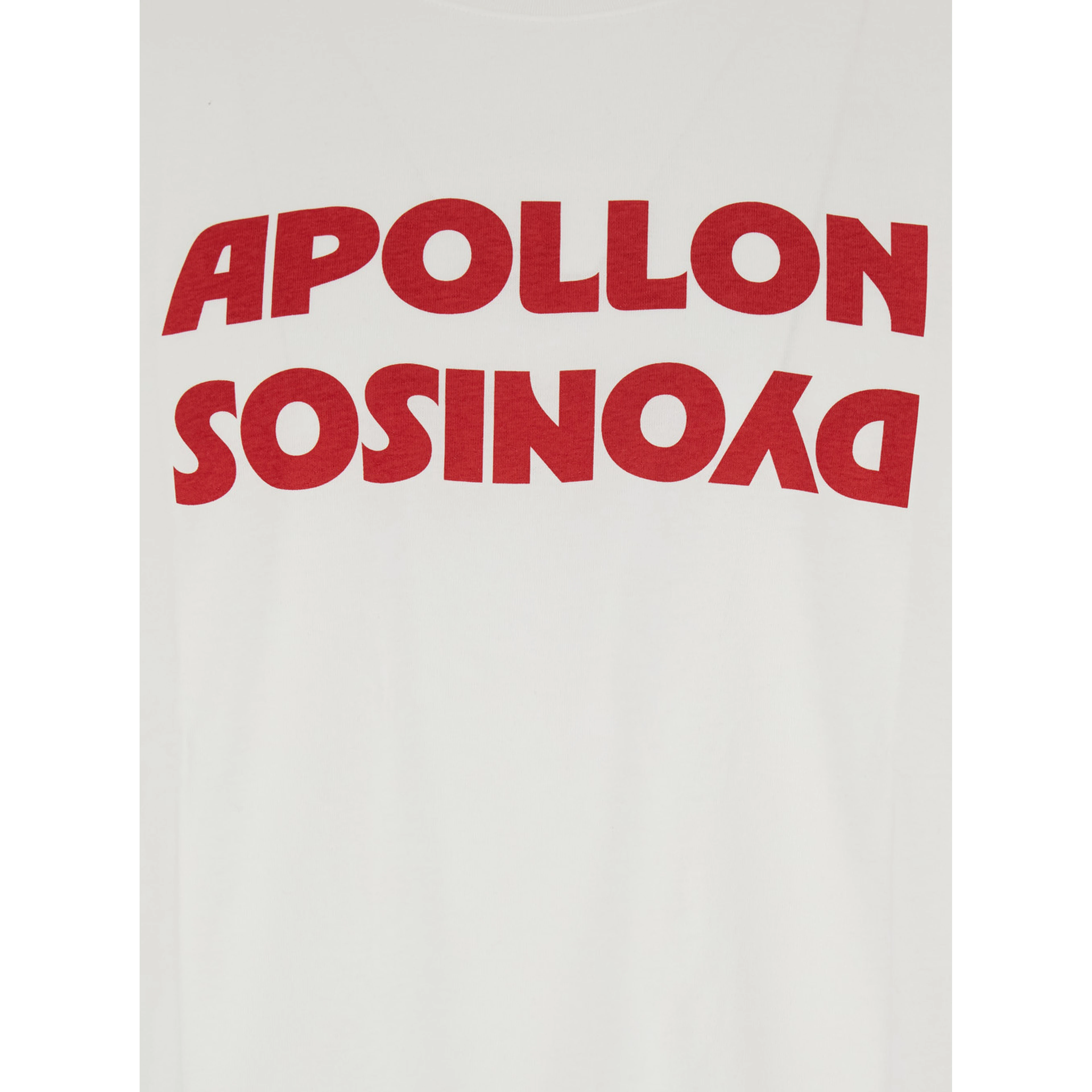White Crewneck T-Shirt with Print on the Front in Cotton Man