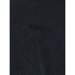 Black Crewneck T-Shirt with Long Sleeves and Tonal Logo Lettering Embroidery on the Front in Cotton Man