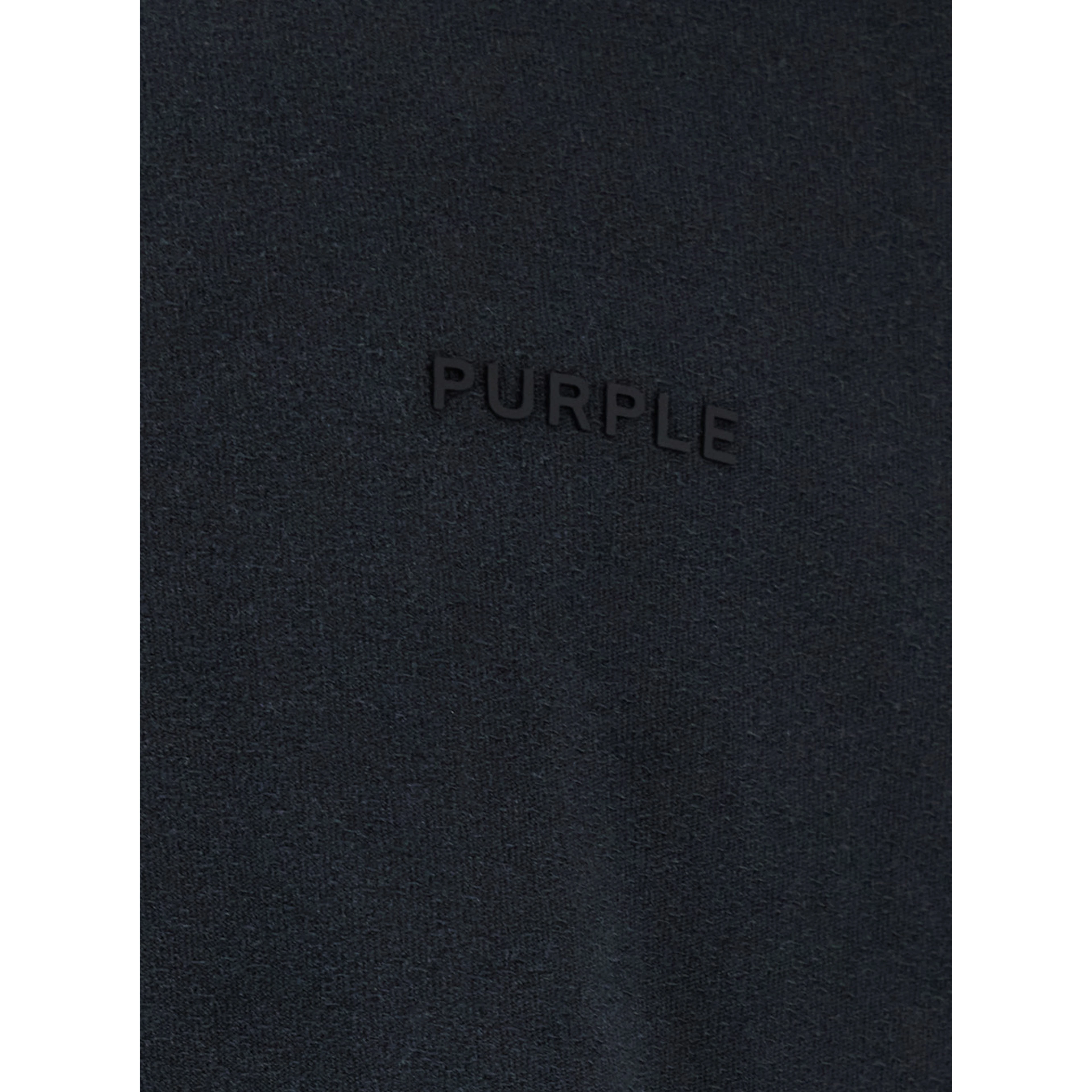 Black Crewneck T-Shirt with Long Sleeves and Tonal Logo Lettering Embroidery on the Front in Cotton Man