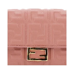 “Continental” Pink Mini Bag with All-Over FF Pattern in Embossed Leather Woman
