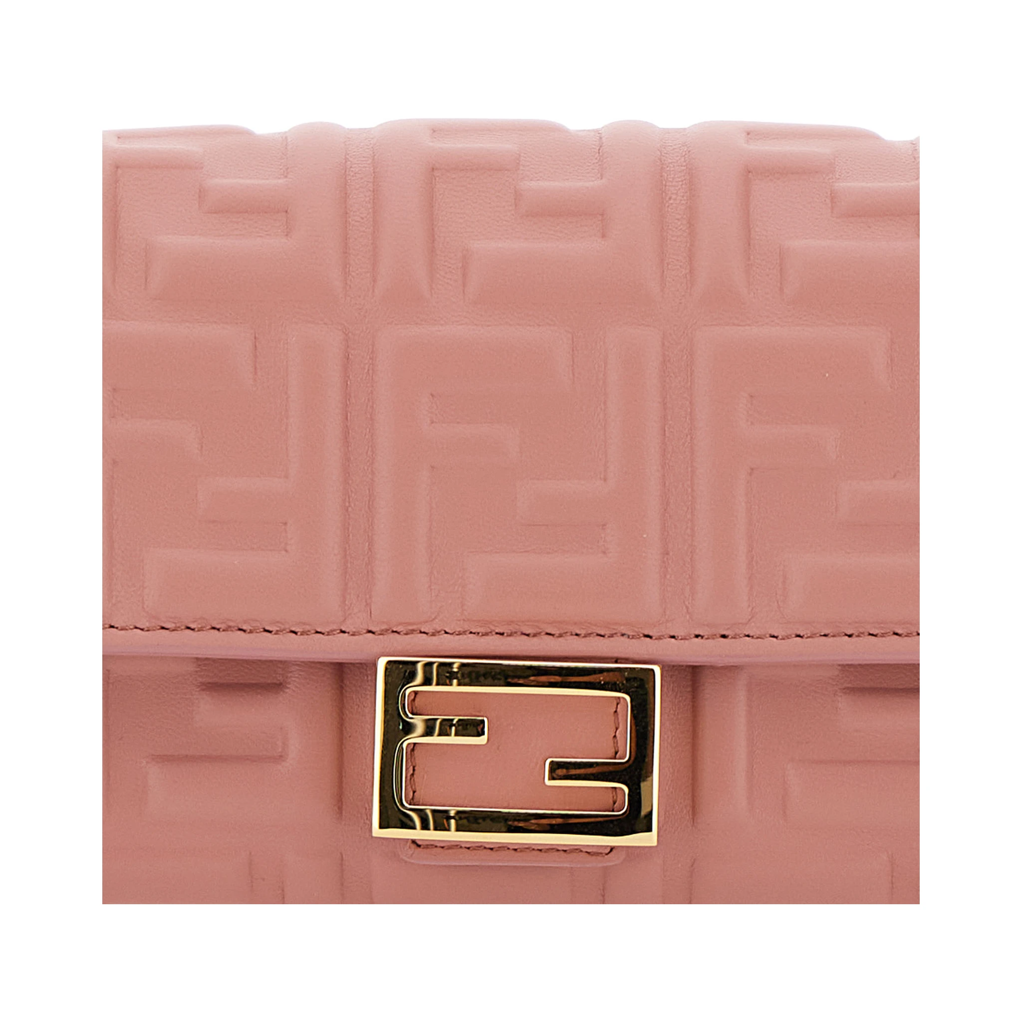 “Continental” Pink Mini Bag with All-Over FF Pattern in Embossed Leather Woman
