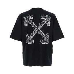 Scribble Arrow Black Crewneck T-Shirt with Logo Lettering on the Front and Maxi Arrows on the Rear in Cotton Man