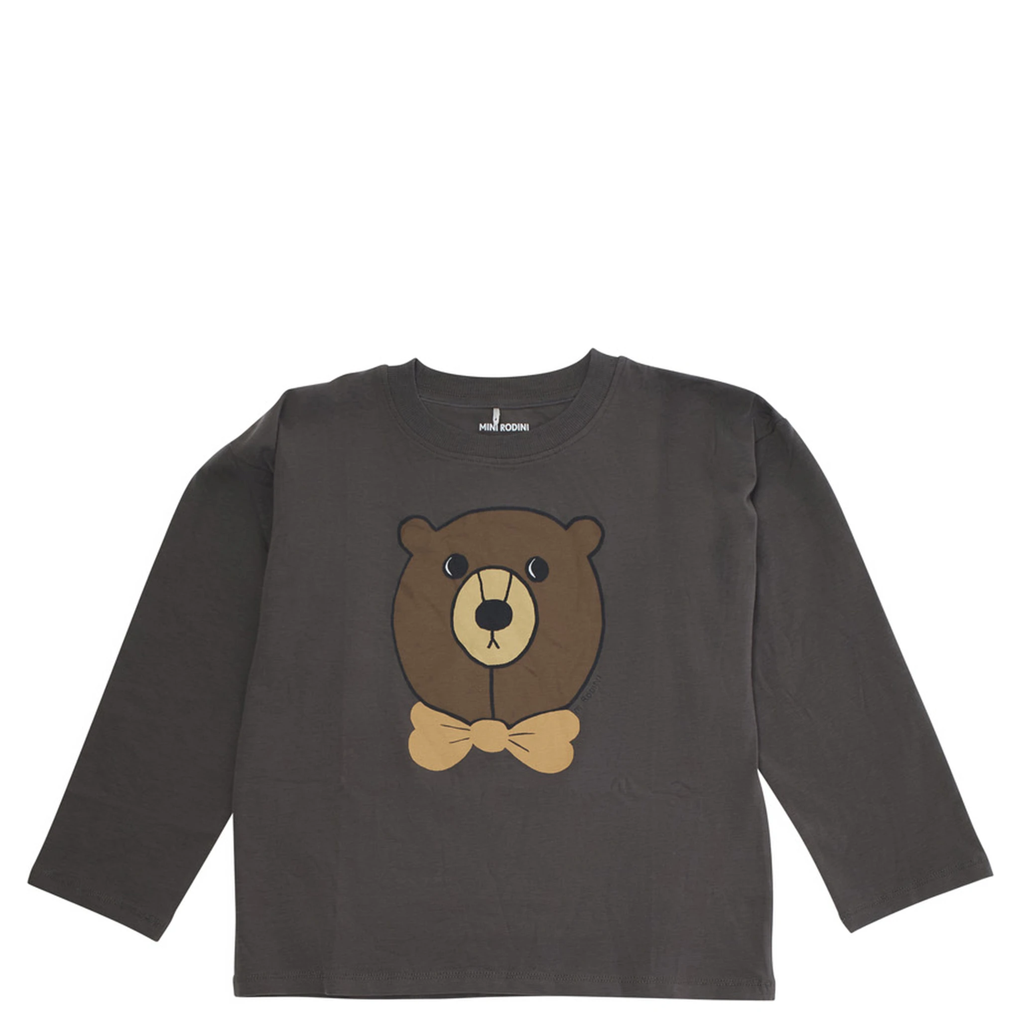 Grey Crew Neck Sweater with Front Print in Cotton Baby