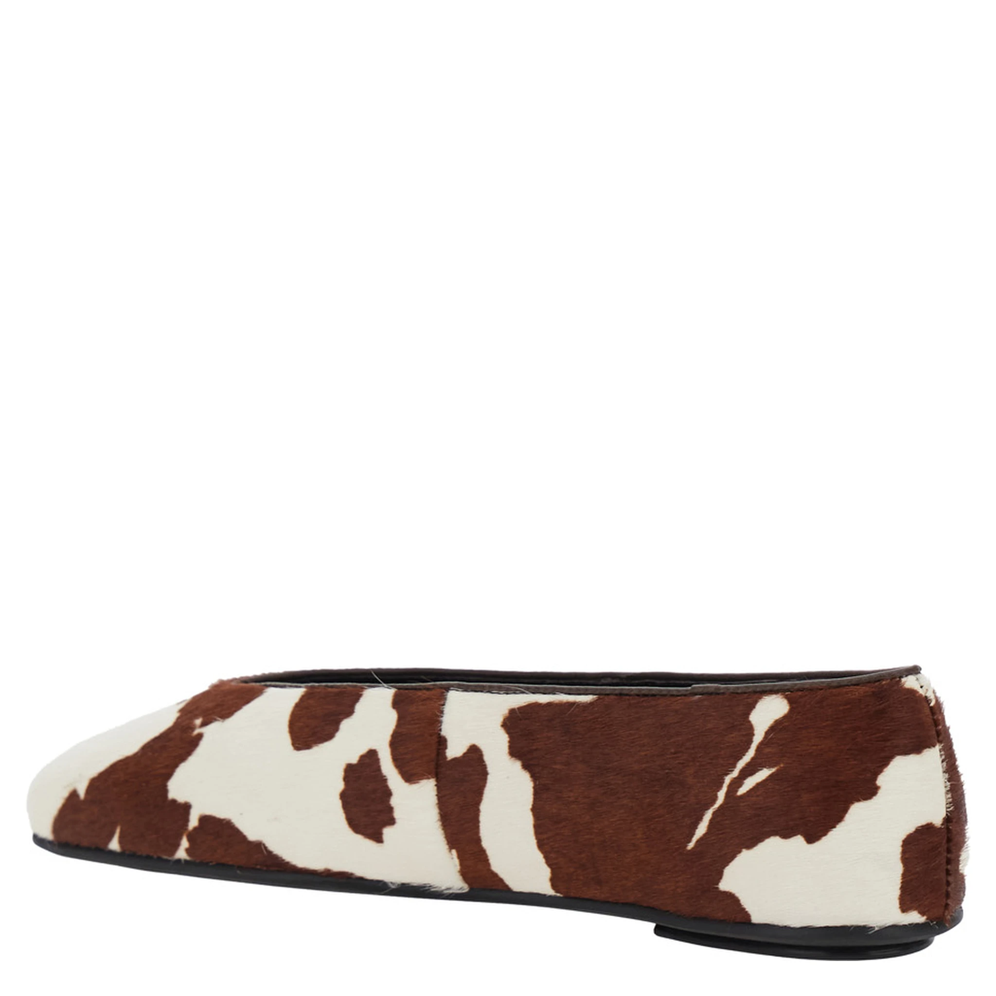 Brown Ballet Shoes with Animalier Print in Tech Fabric Woman