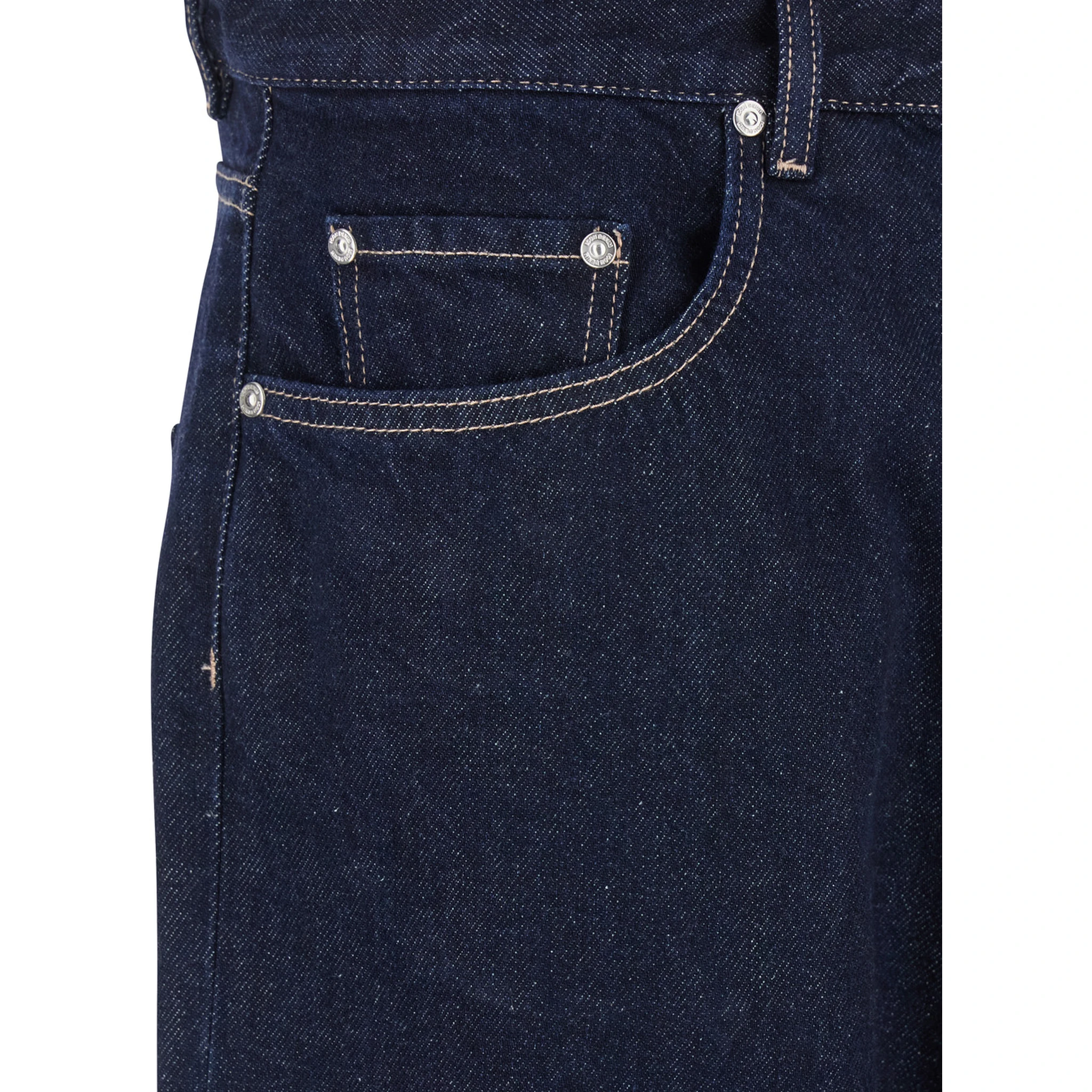 Ross Blue 5-Pocket Jeans with Logo Patch in Cotton Denim Man