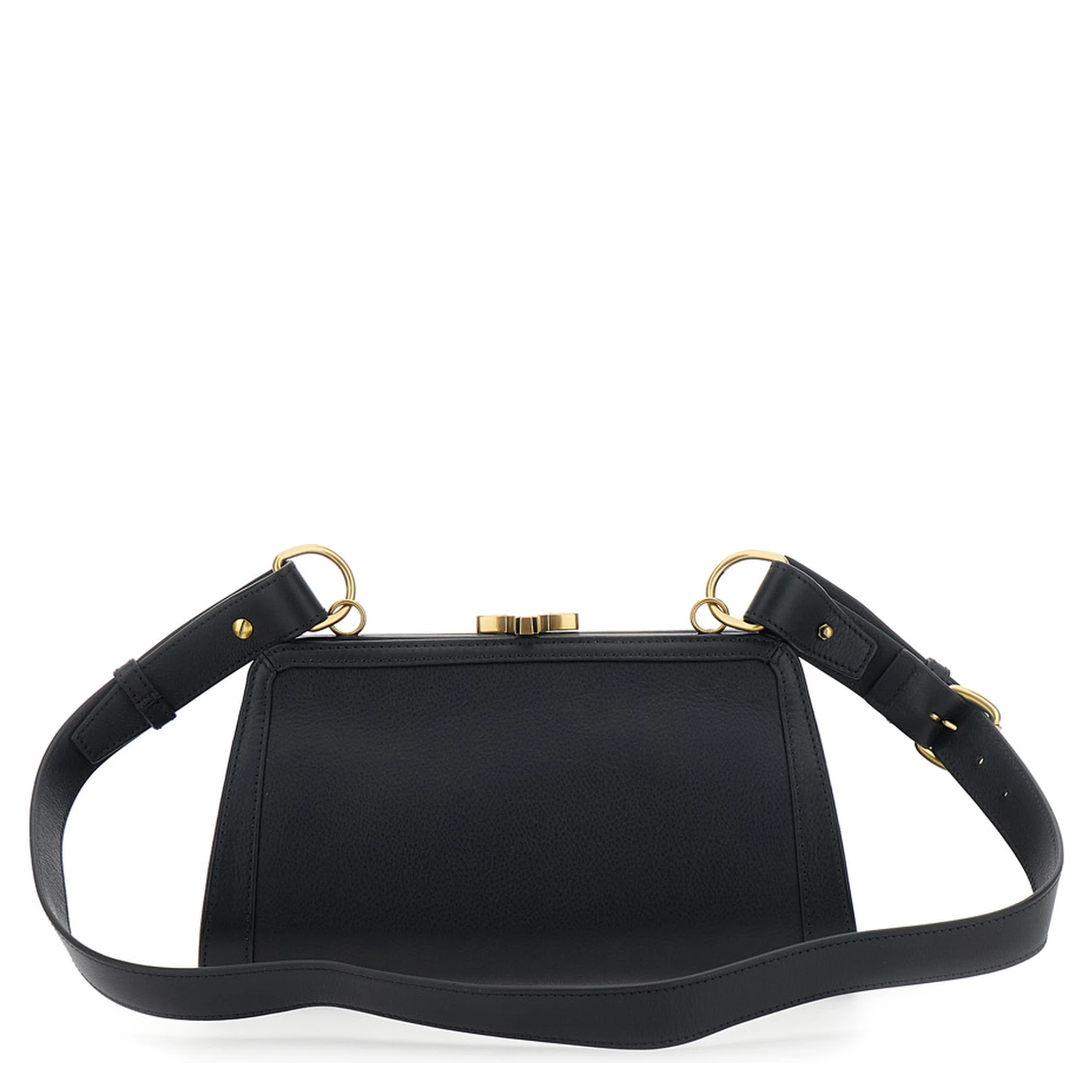 Ascot Black Shoulder Bag with Removable Shoulder Strap and Buckle Detail in Leather Woman