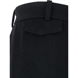 Black Pants with High Waist and Wide Leg in Viscose Blend Stretch Woman