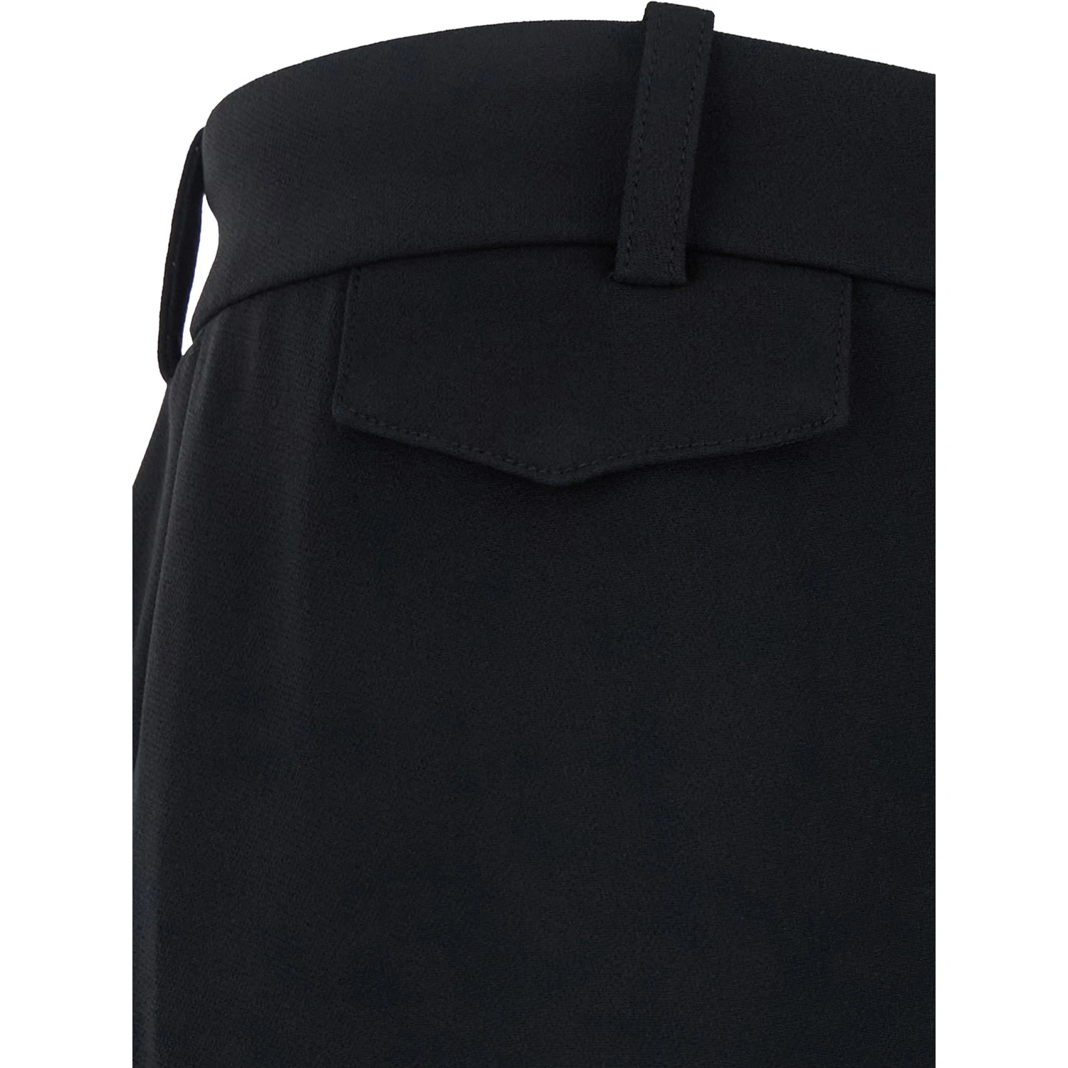 Black Pants with High Waist and Wide Leg in Viscose Blend Stretch Woman