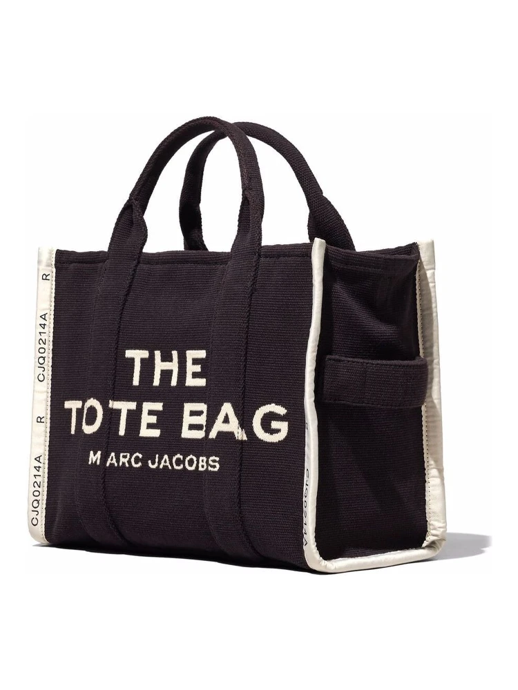 The Medium Tote Black Tote Bag with Contrasting Logo Embroidery in Cotton Blend Woman alternative
