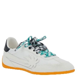 Pa 5 White Low Top Sneakers with Logo Patch on the Tongue and Contrasting Heel with Logo in Leather Man