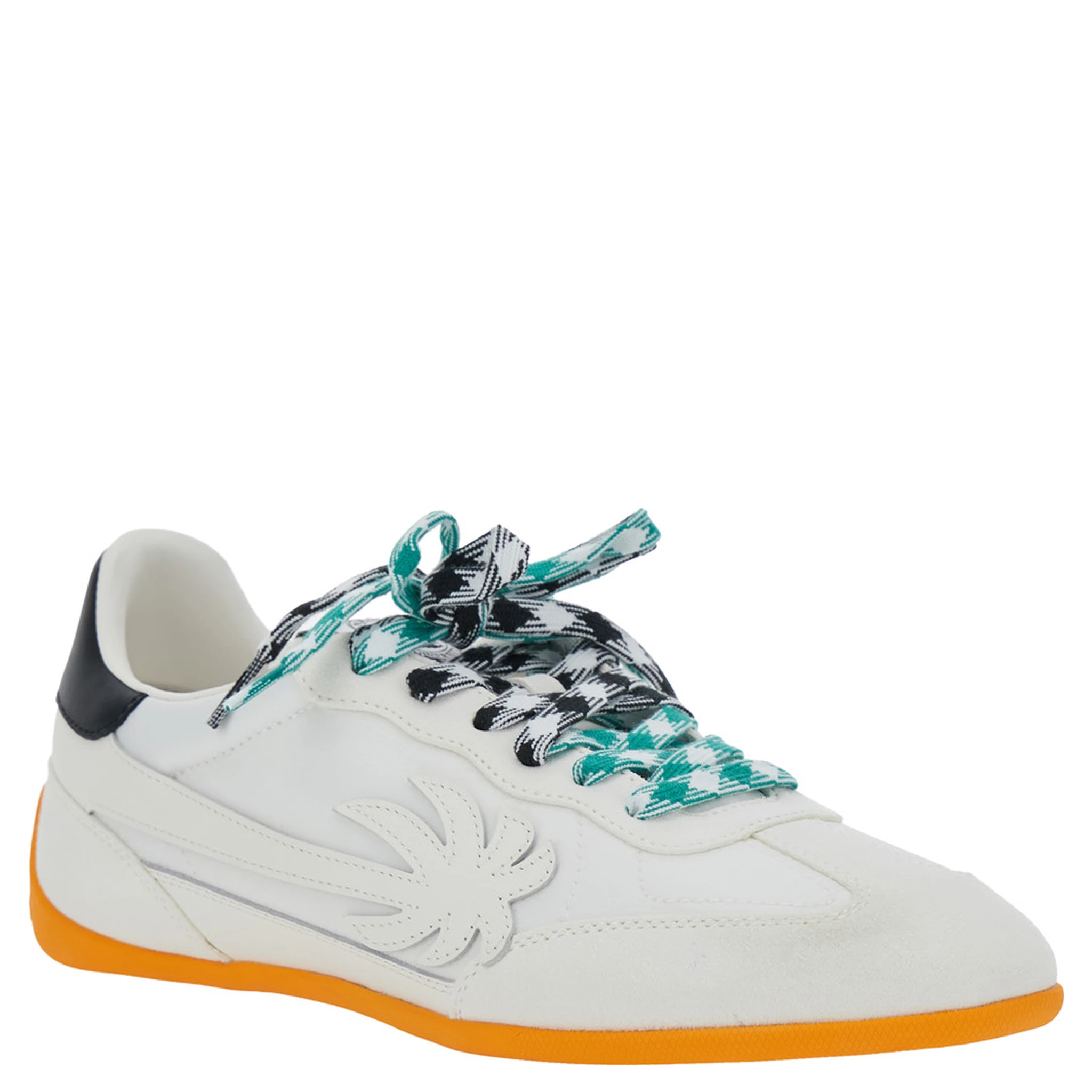 Pa 5 White Low Top Sneakers with Logo Patch on the Tongue and Contrasting Heel with Logo in Leather Man