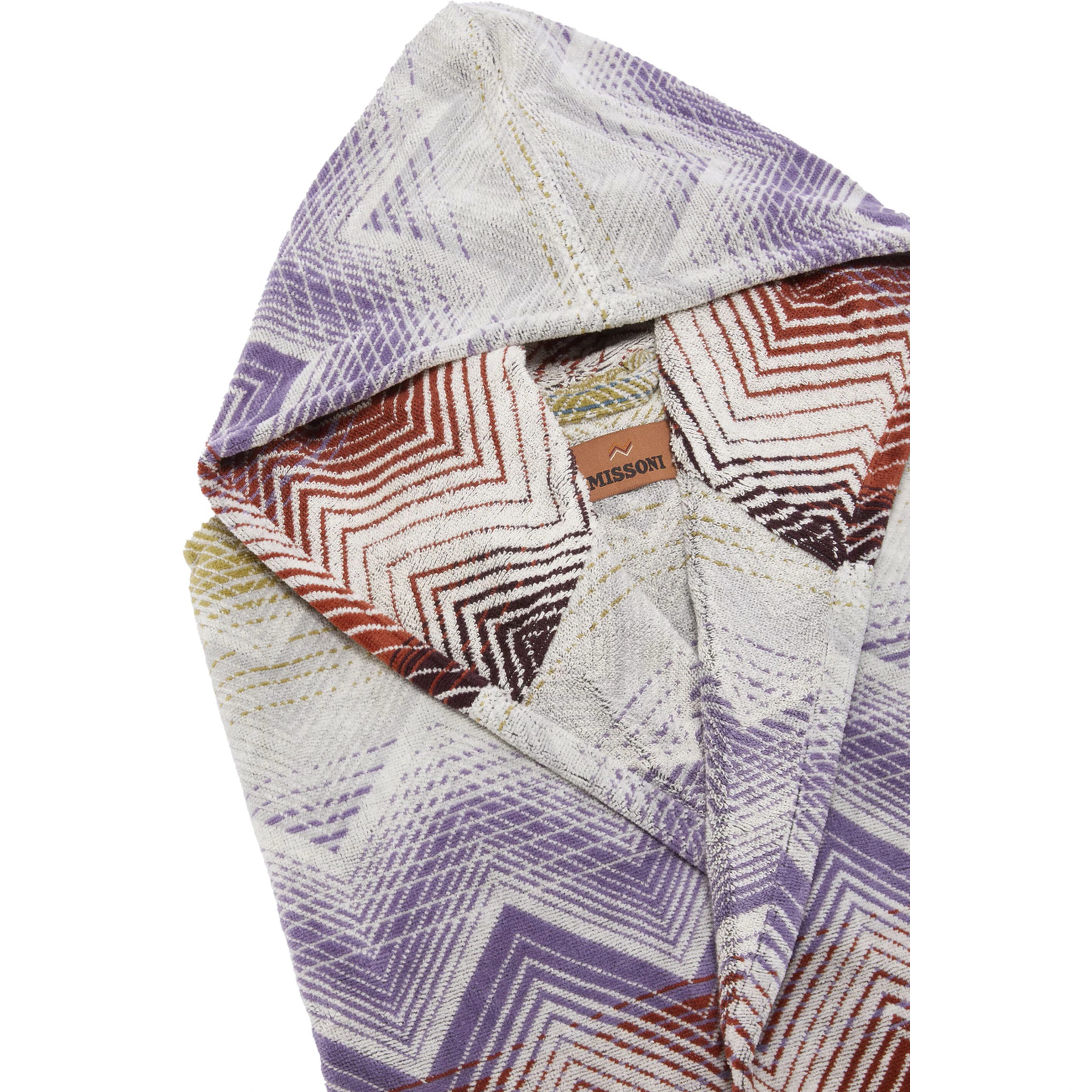 Marea Multicolor Bathrobe with Hood and All-Over ZIgZag Motif in Cotton Home