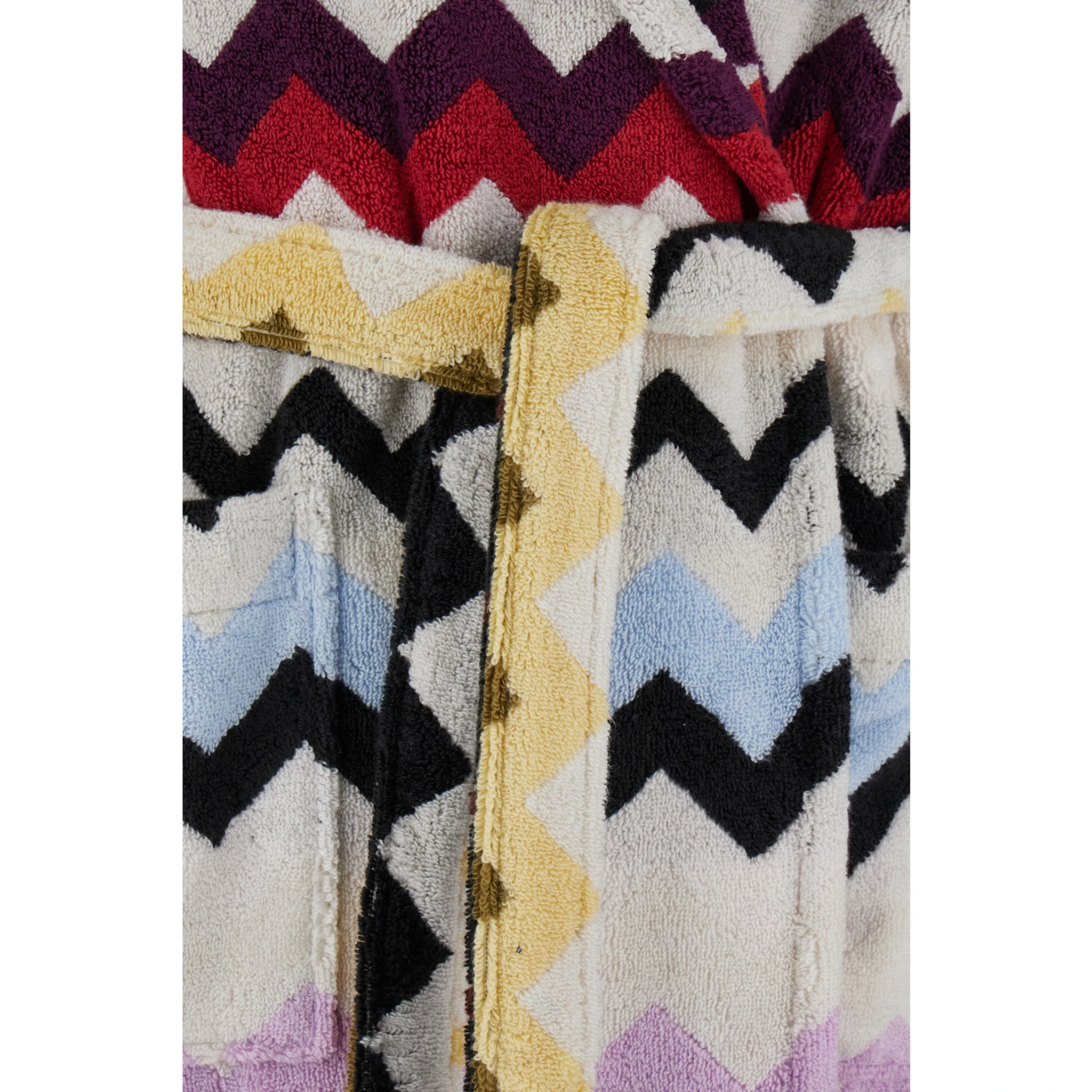 Murrina Multicolor Bathrobe with Hood and All-Over ZIgZag Motif in Cotton Home