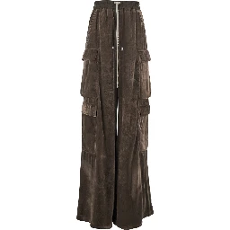 Cargo Belas Brown Cargo Pants with Drawstring Waist and Cargo Pockets in Velvet Woman