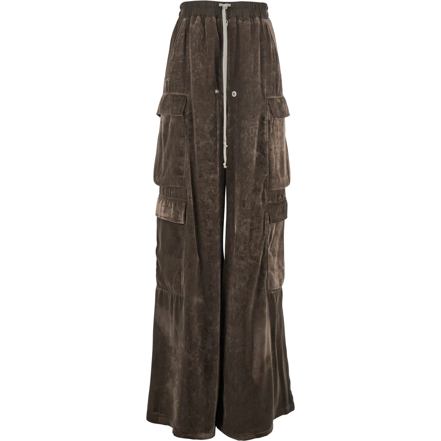 Cargo Belas Brown Cargo Pants with Drawstring Waist and Cargo Pockets in Velvet Woman