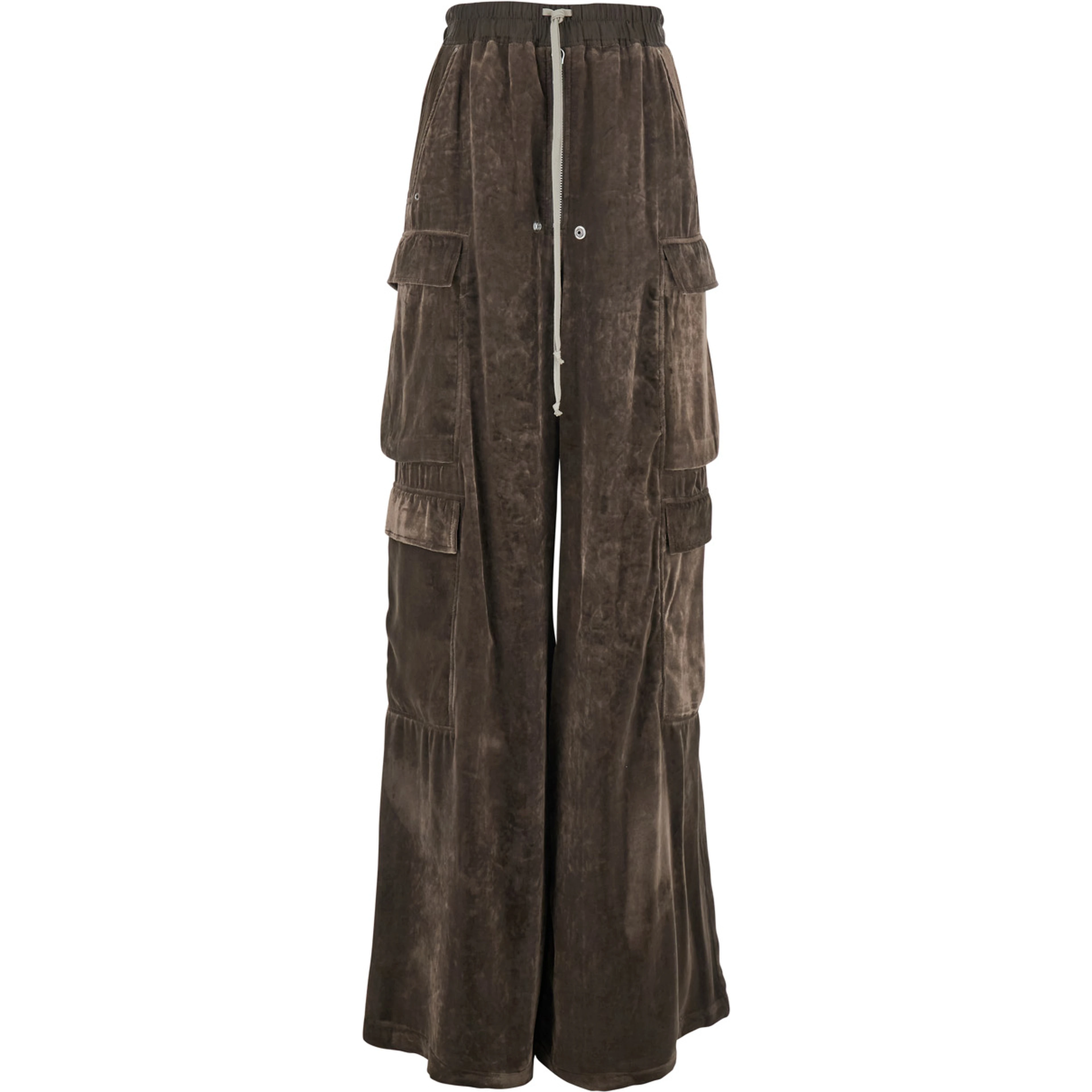 Cargo Belas Brown Cargo Pants with Drawstring Waist and Cargo Pockets in Velvet Woman