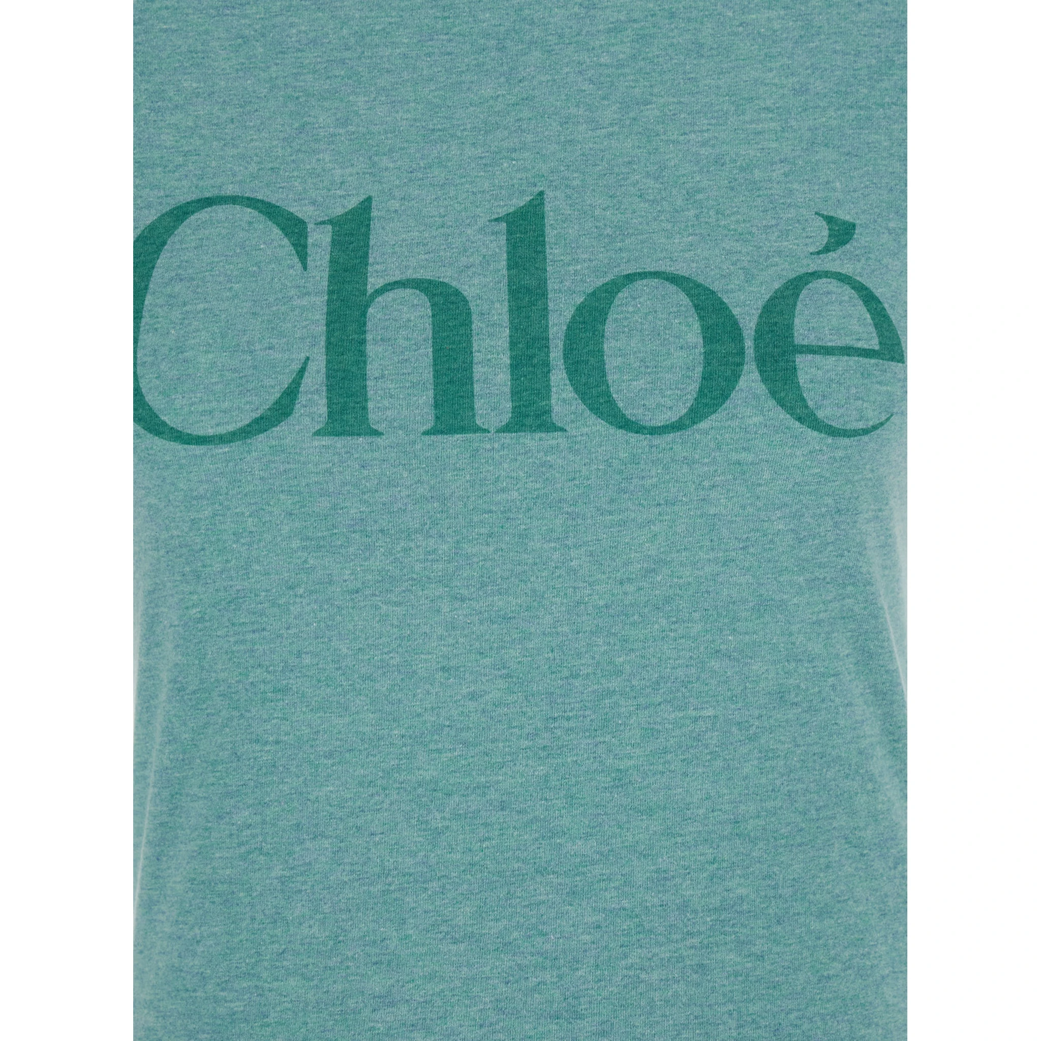 Green Crewneck T-Shirt with Logo Lettering Print on the Front in Cotton Woman