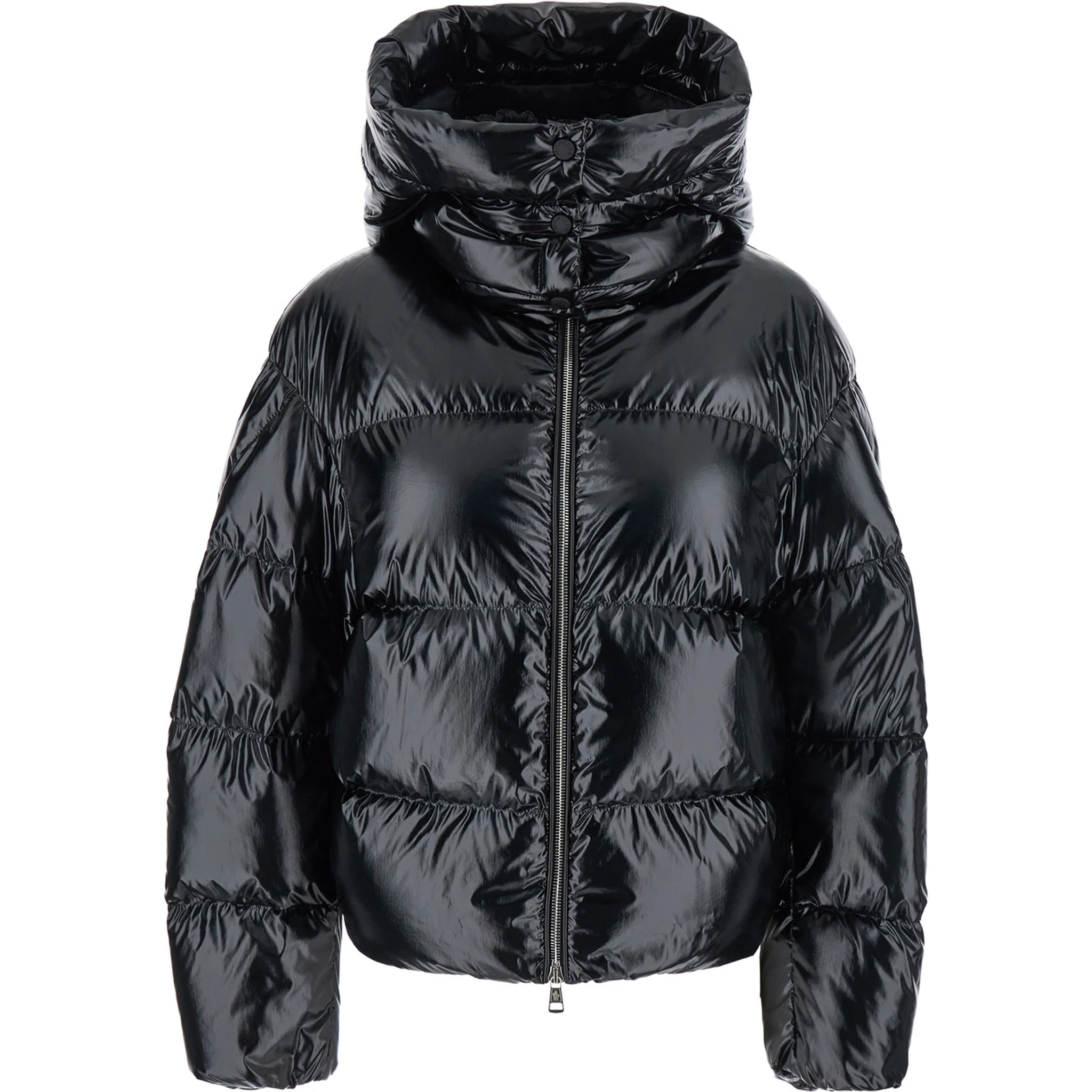 Lothar Black Down Jacket with Removable Hood and Logo Patch on the Sleeve in Tech Fabric Woman
