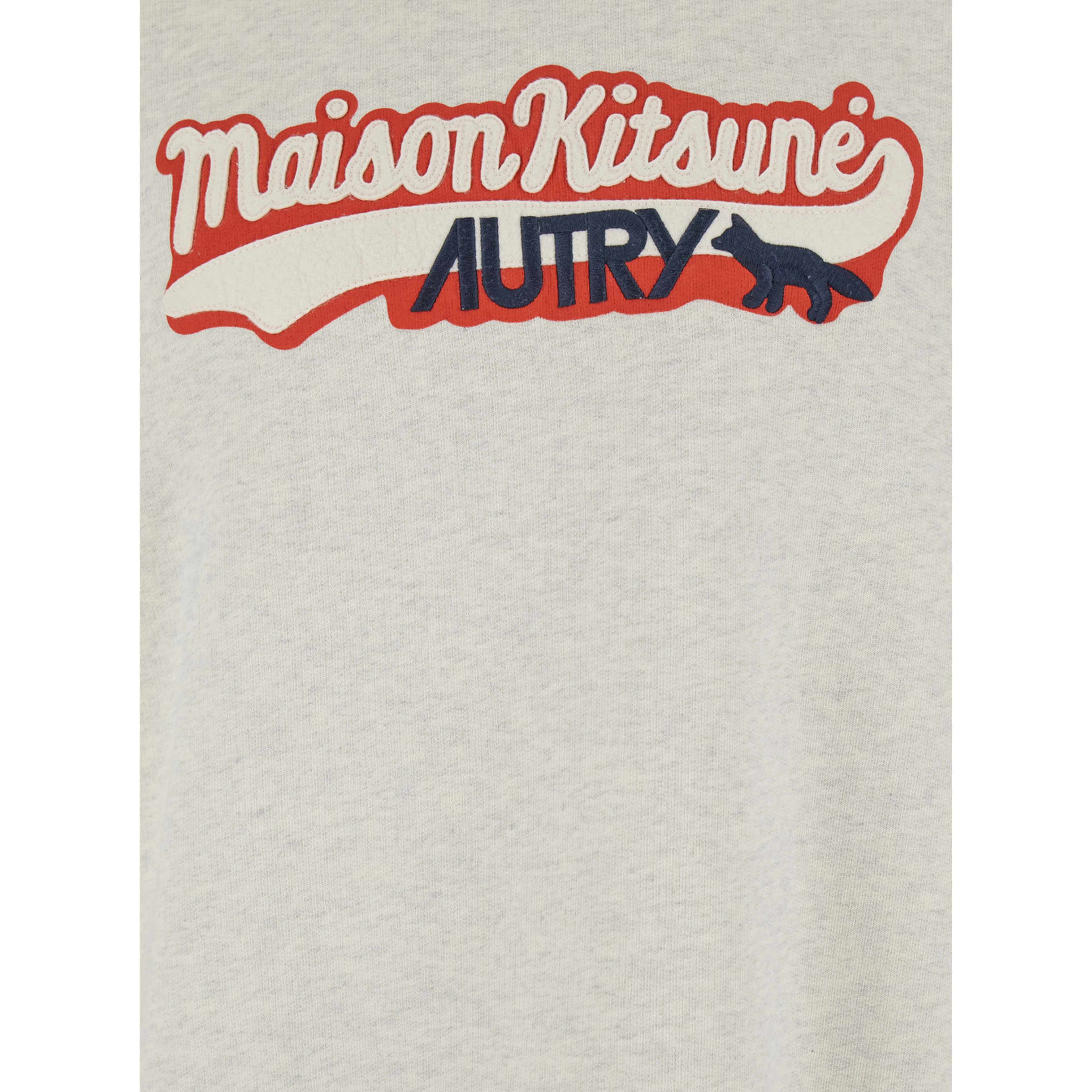 Grey Crewneck Sweatshirt with Print on the Front and Ribbed Trims in Cotton Man