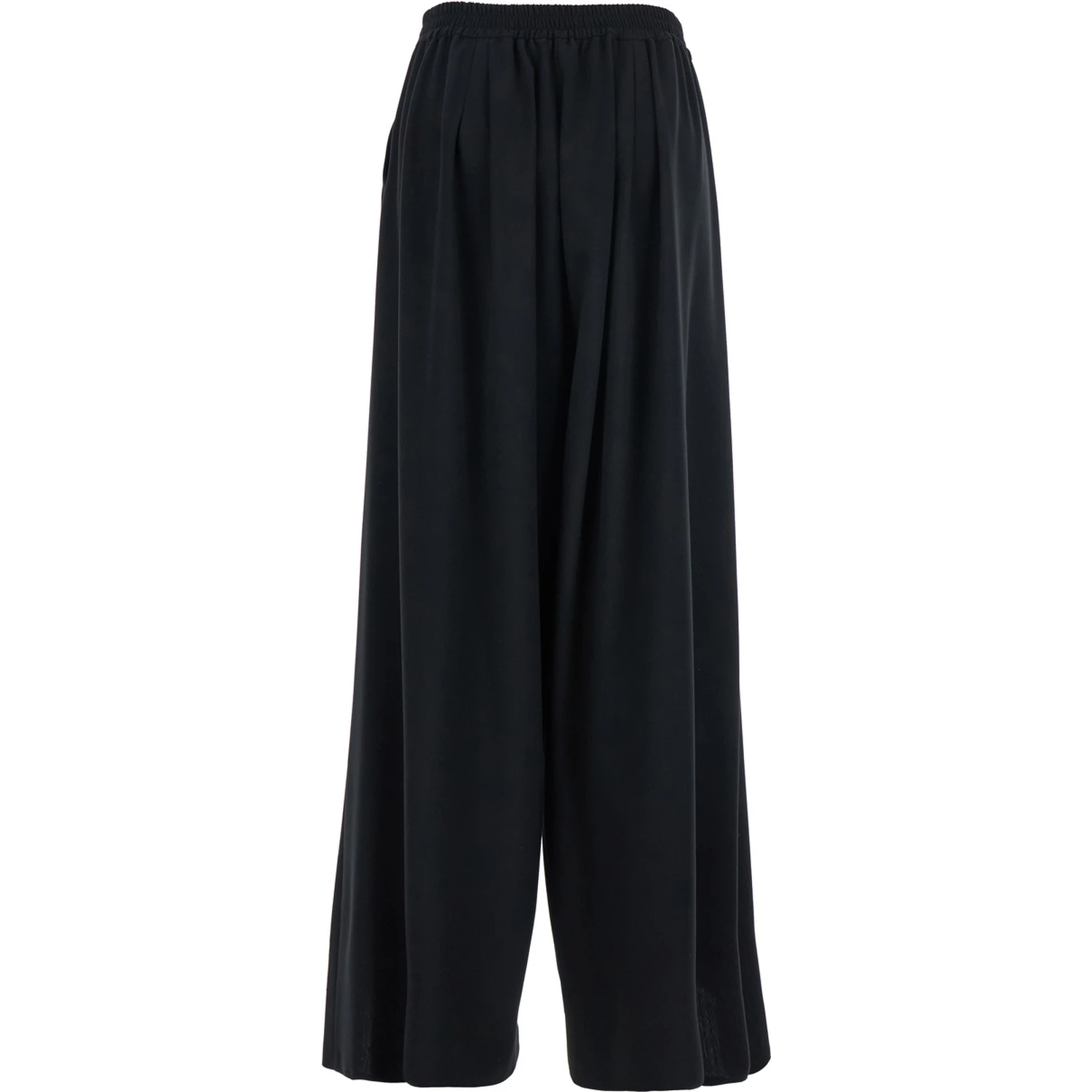 Black Pants with Semi-Elastic Waist and Oversize Design in Fabric Woman