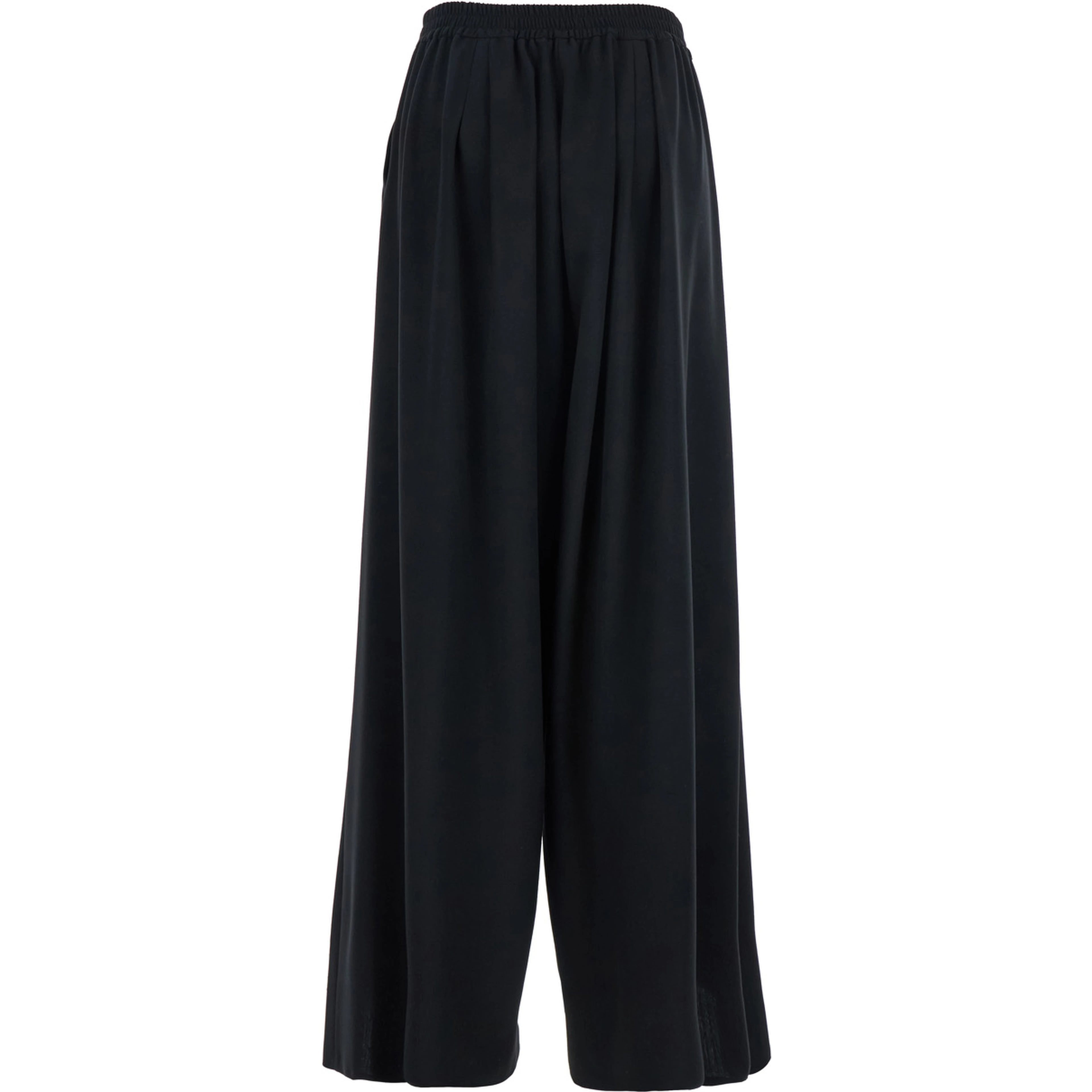 Black Pants with Semi-Elastic Waist and Oversize Design in Fabric Woman