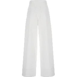 White Pants with Two Rear Patch Pockets in Cotton Woman