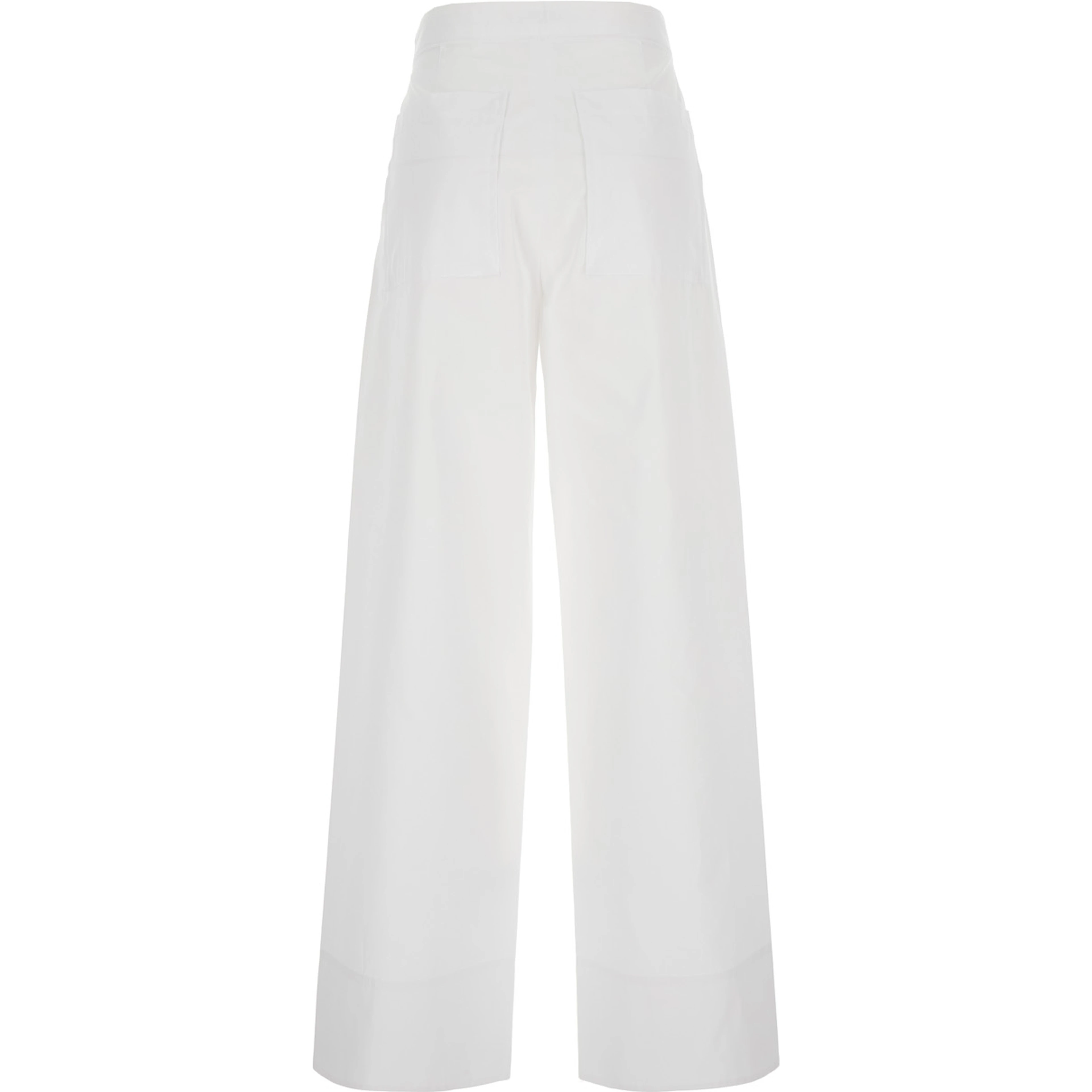 White Pants with Two Rear Patch Pockets in Cotton Woman