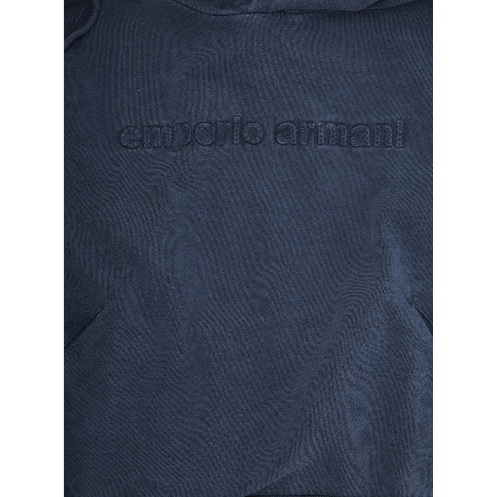 Blue Hoodie with Drawstring Hood and Logo Lettering on the Front in Cotton Boy