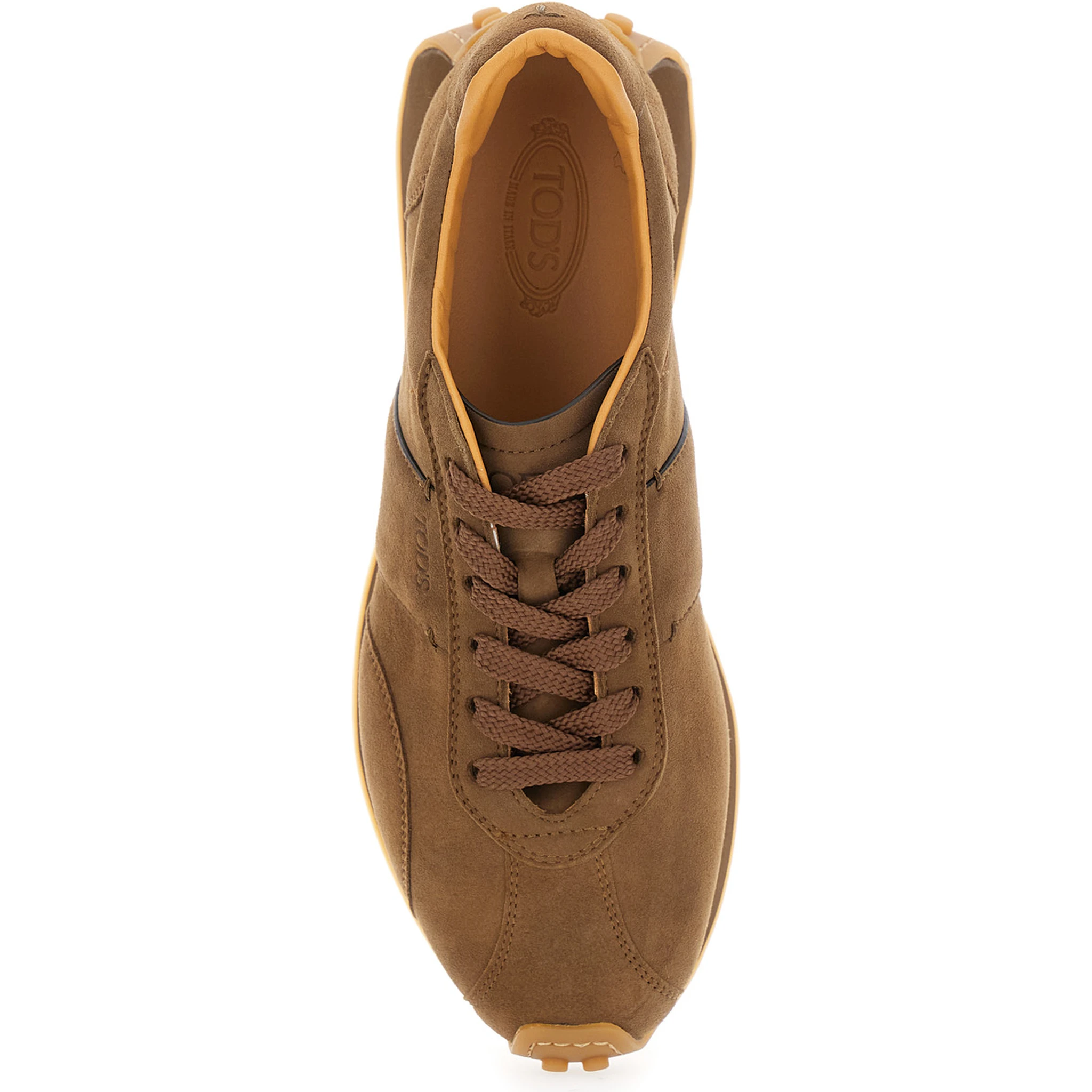 Brown Low Top Sneakers with Cleat Details on Heel and Sole in Leather Woman